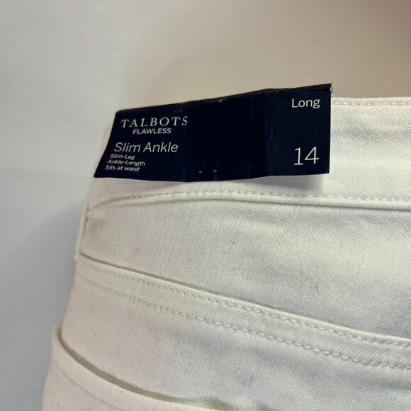 Talbots Women's White Flawless Slim Ankle Jeans - Size 14 Long - NWT $95 - Picture 7 of 8